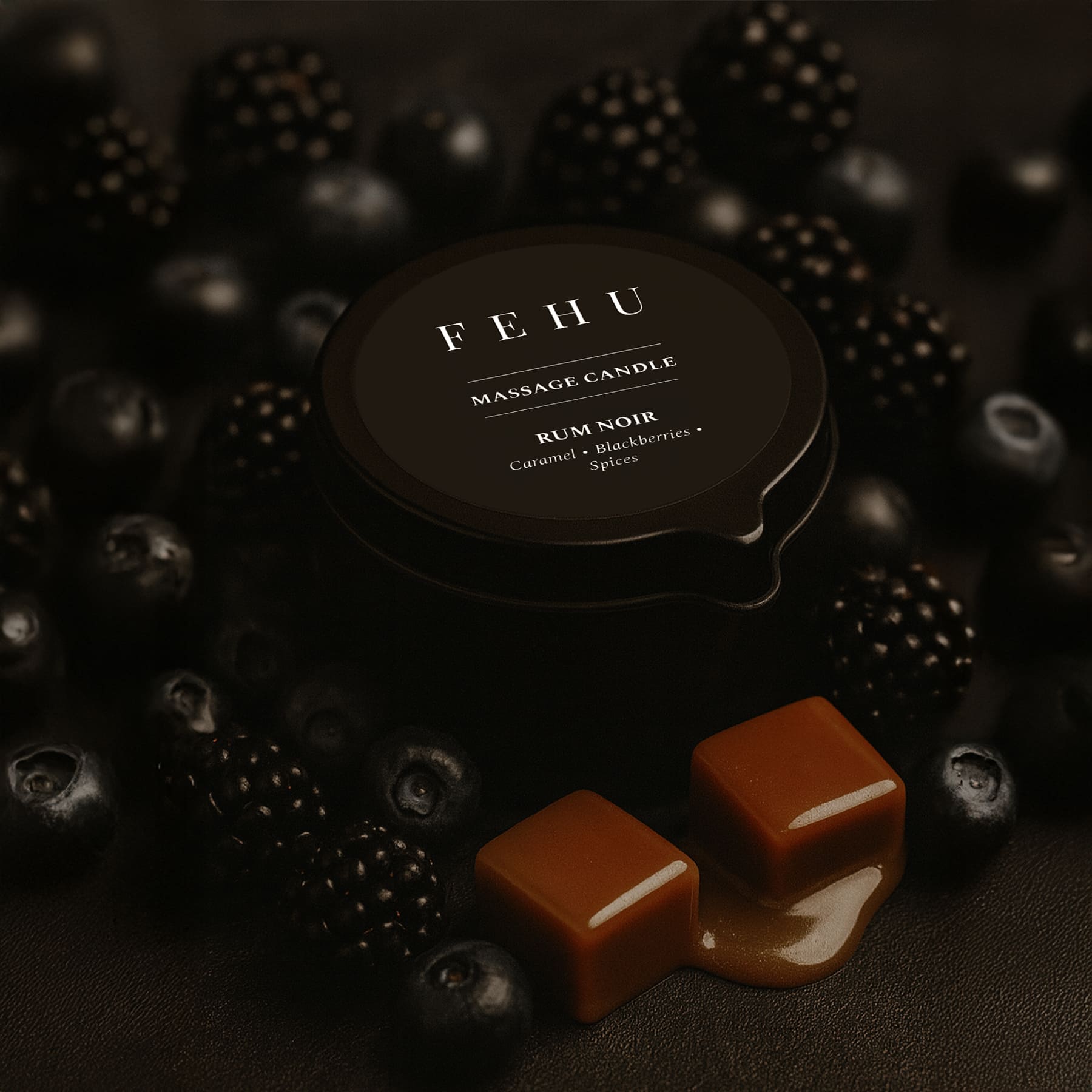 Massagekerze Rum Noir 100 g — Salongröße – FEHU